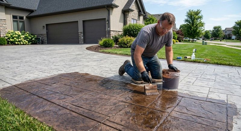 Concrete Driveway Staining in Fort Worth, TX