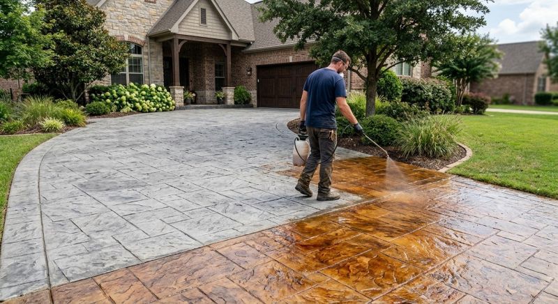 Concrete Driveway Staining in Dallas, TX