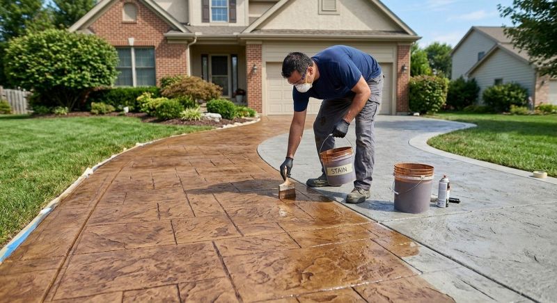 Driveway Concrete Staining in Frisco, TX